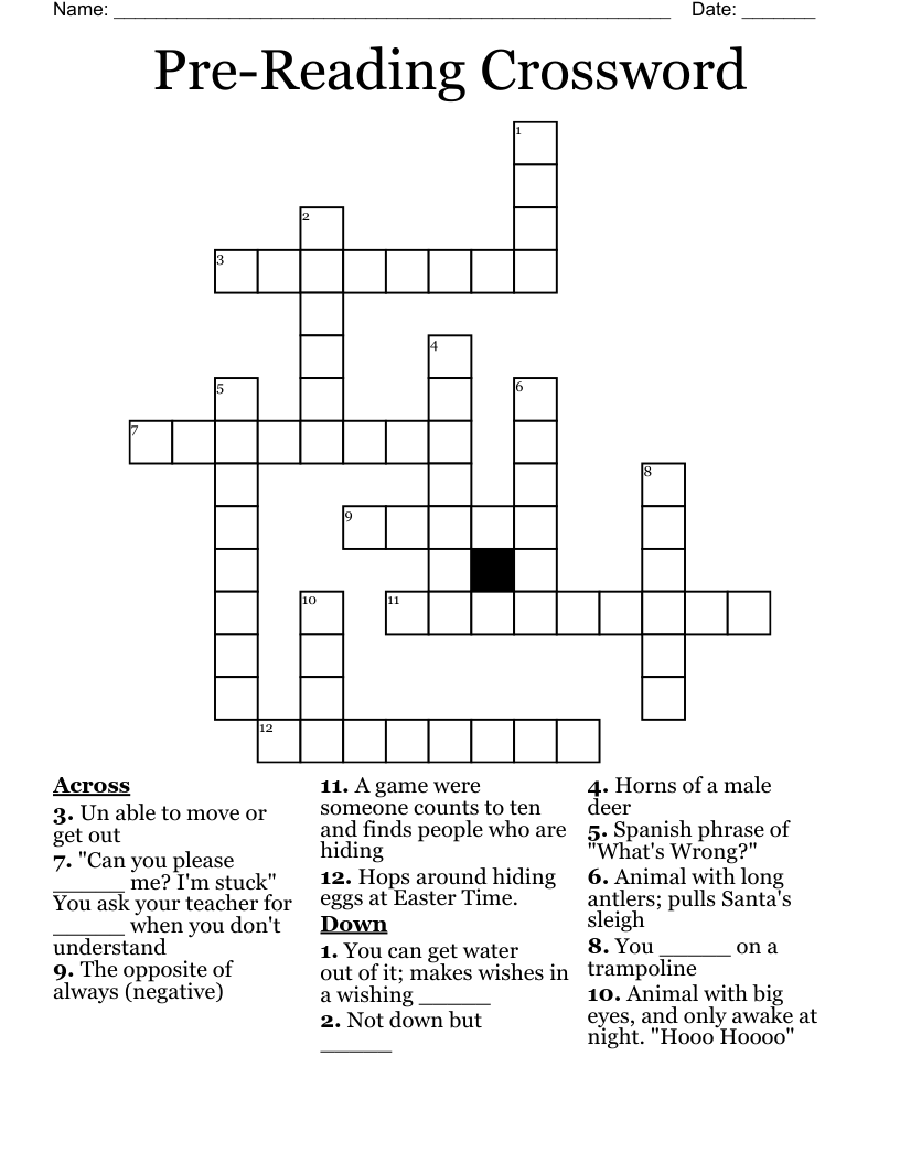 Pre-Reading Crossword