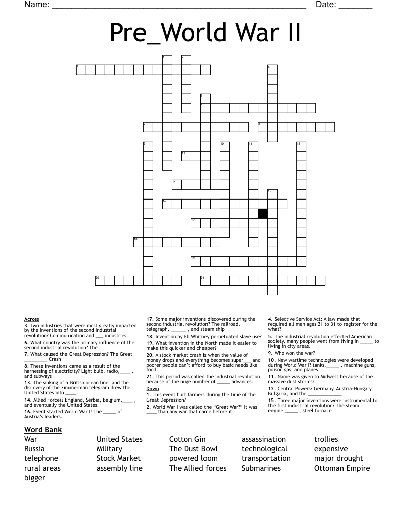 Pre_World War II Crossword