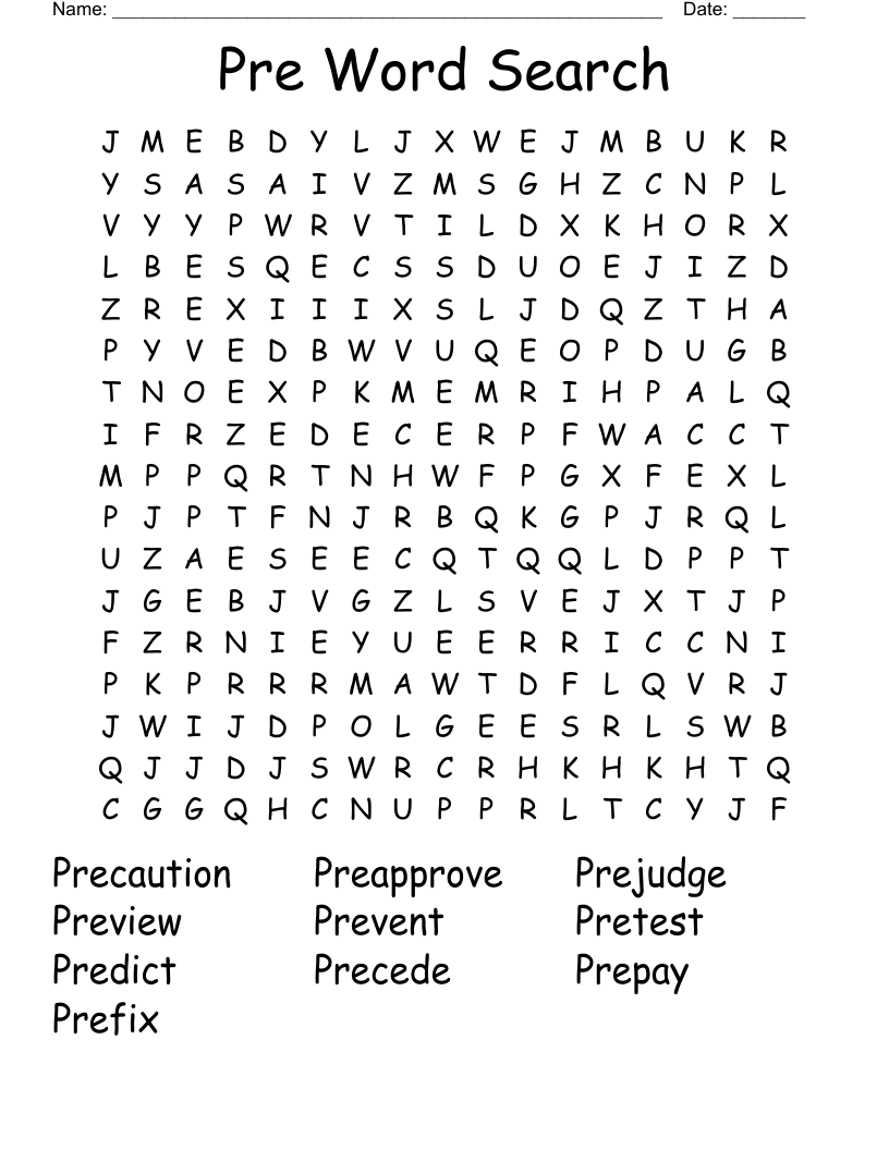 Pre Word Search 