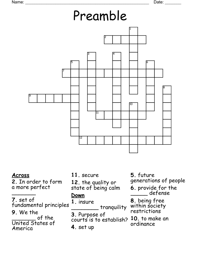 Preamble Crossword