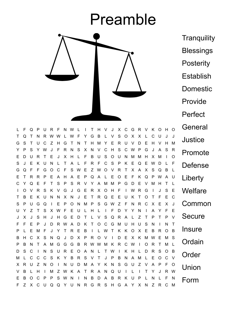 Preamble Word Search