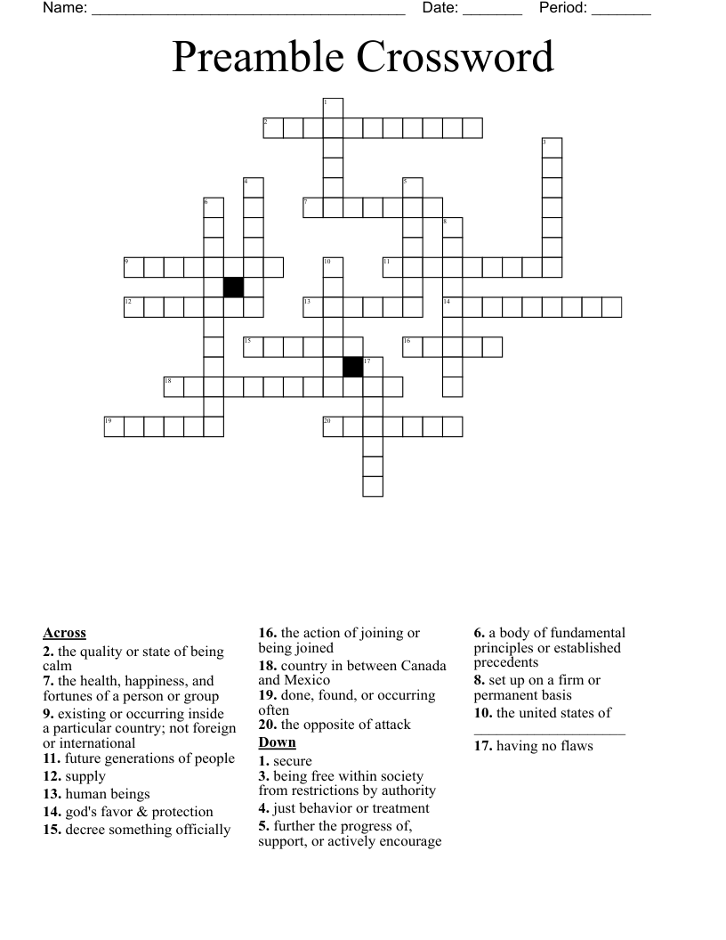 Preamble Crossword