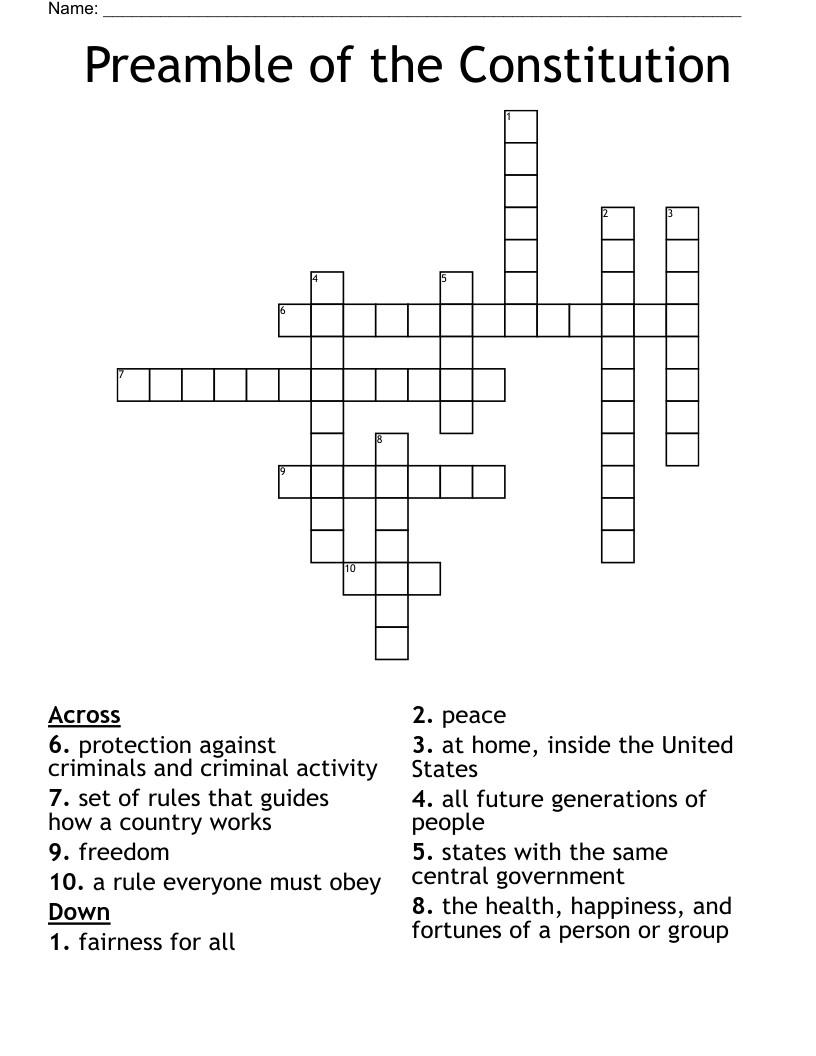 Preamble of the Constitution Crossword
