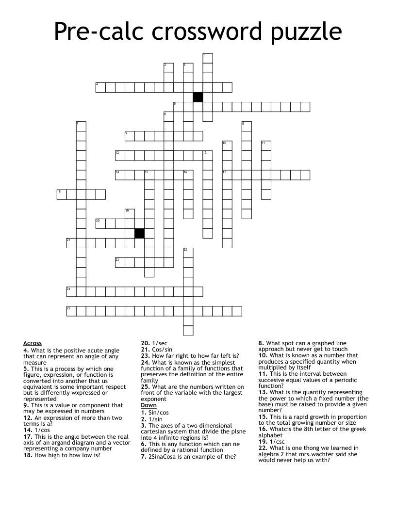Pre-calc crossword puzzle
