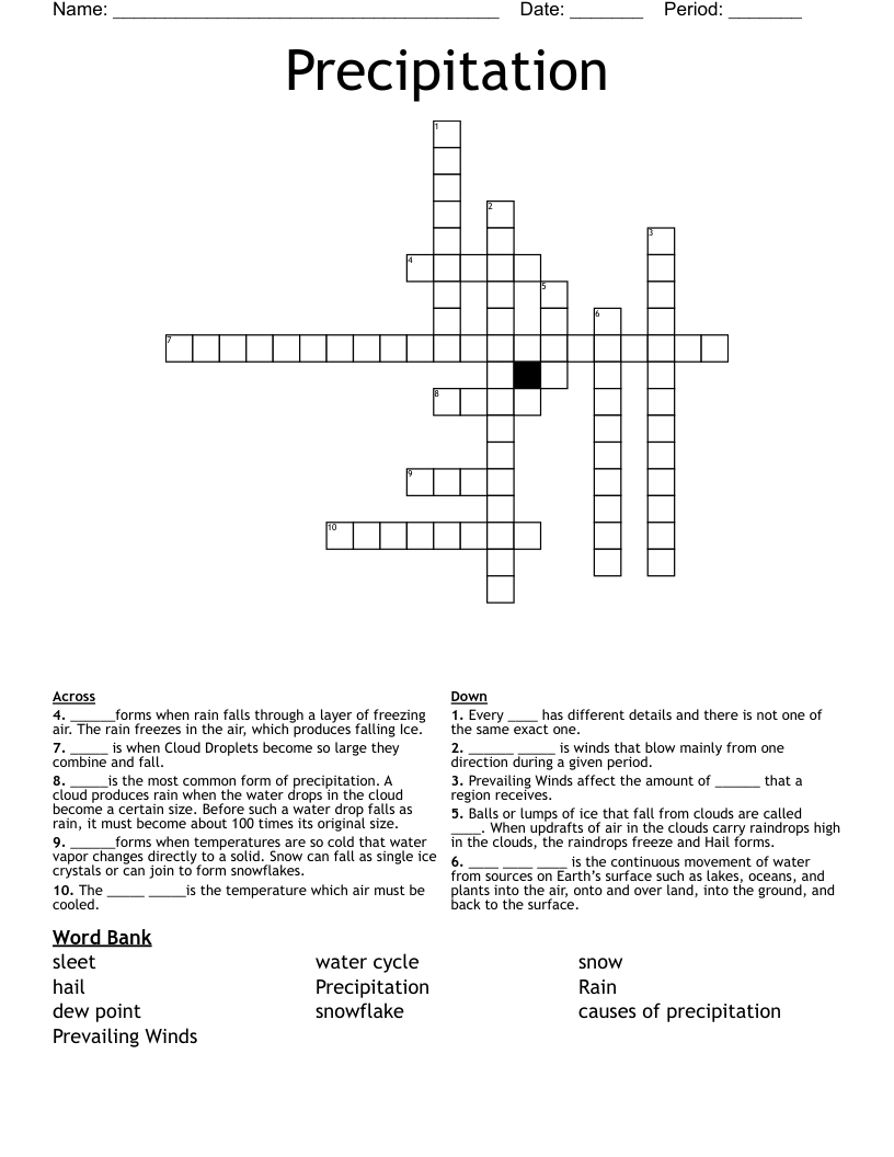 Precipitation Crossword
