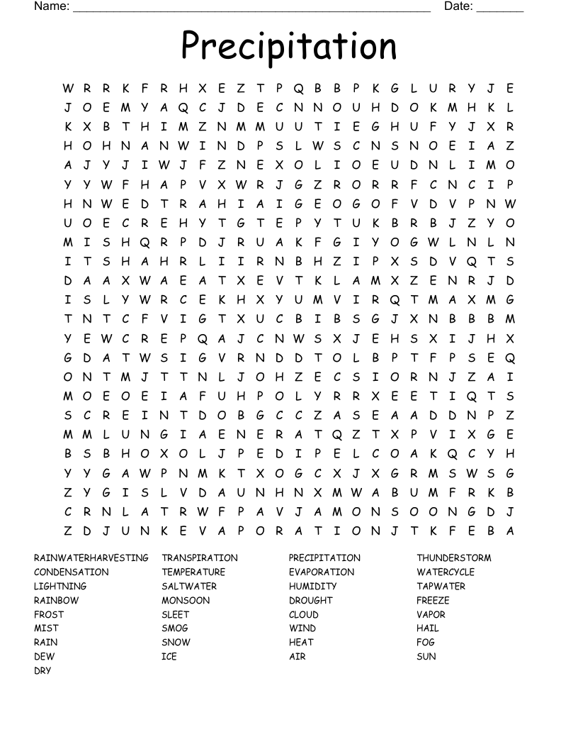 Precipitation Word Search