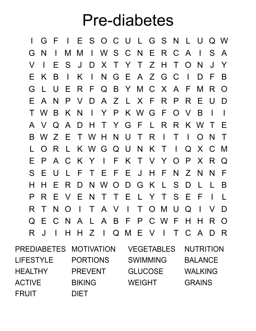 Pre-diabetes Word Search