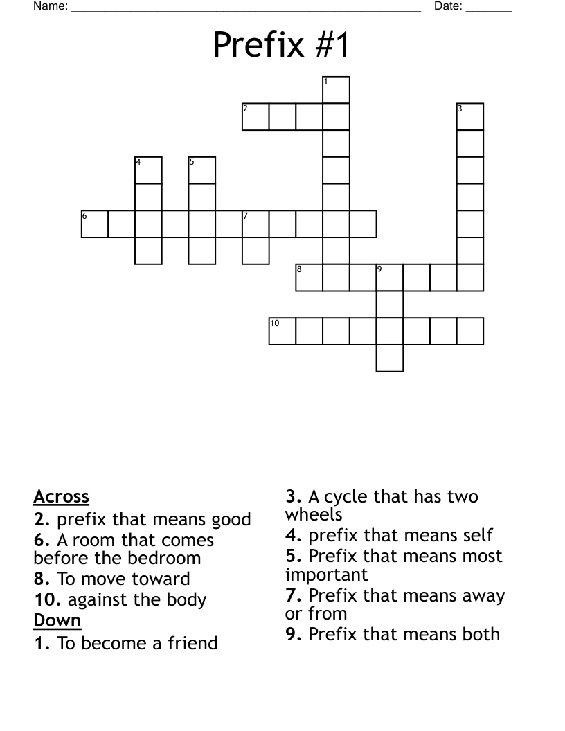 Prefix #1 Crossword