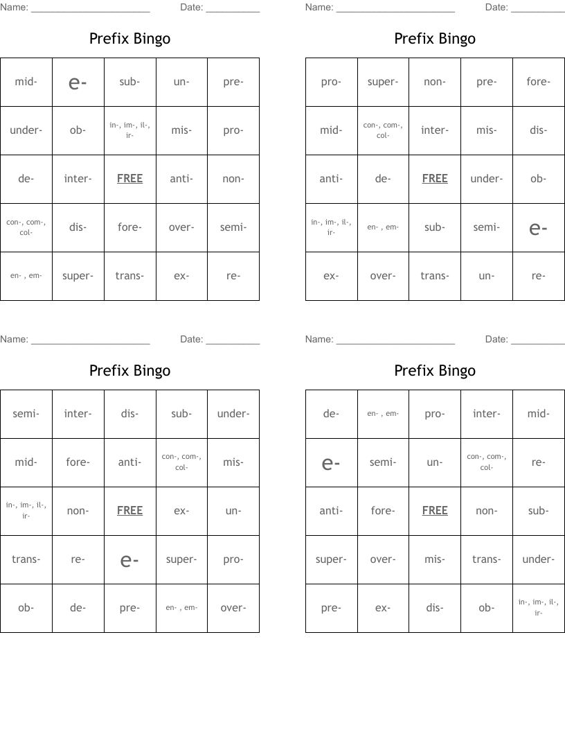 Prefix Bingo