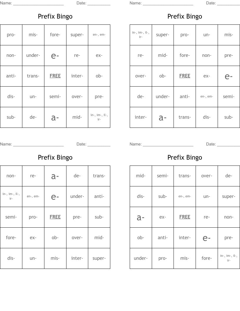 Prefix Bingo