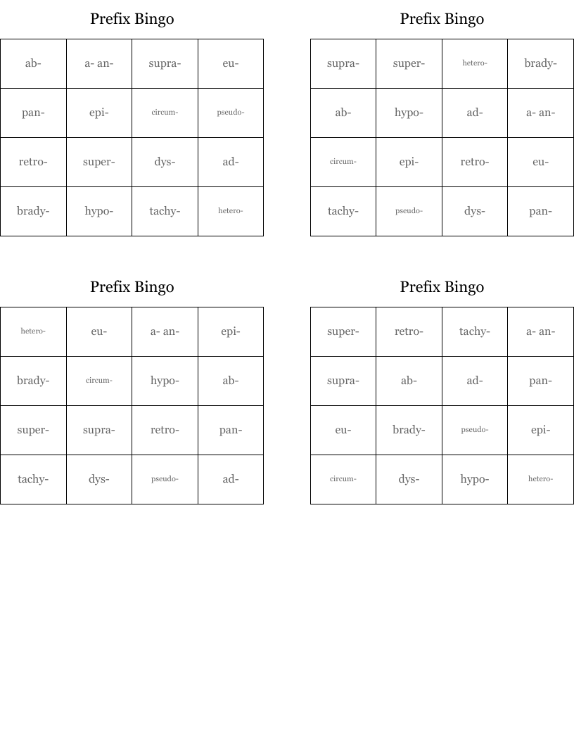 Prefix Bingo