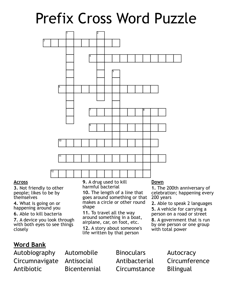 Prefix Cross Word Puzzle