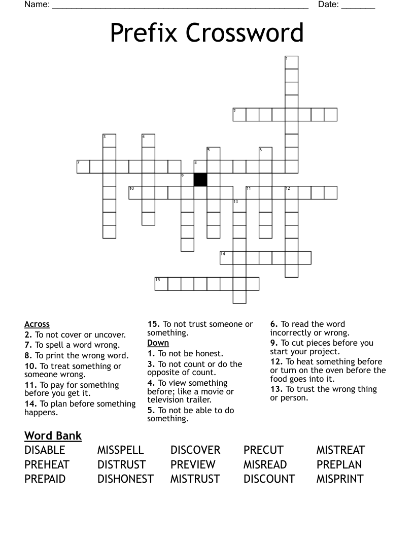 Prefix Crossword