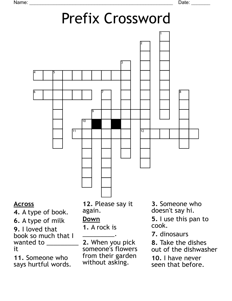 Prefix Crossword