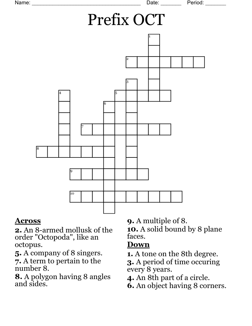 Prefix OCT Crossword