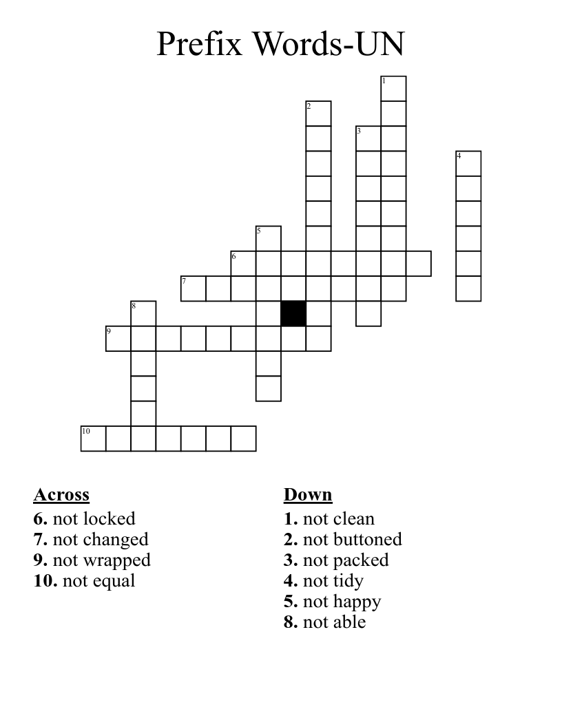Prefix Words-UN Crossword