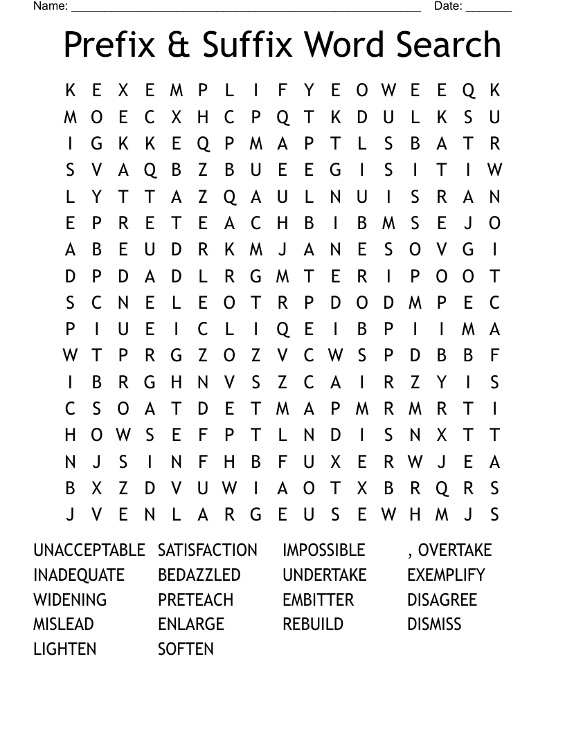 Prefix & Suffix Word Search