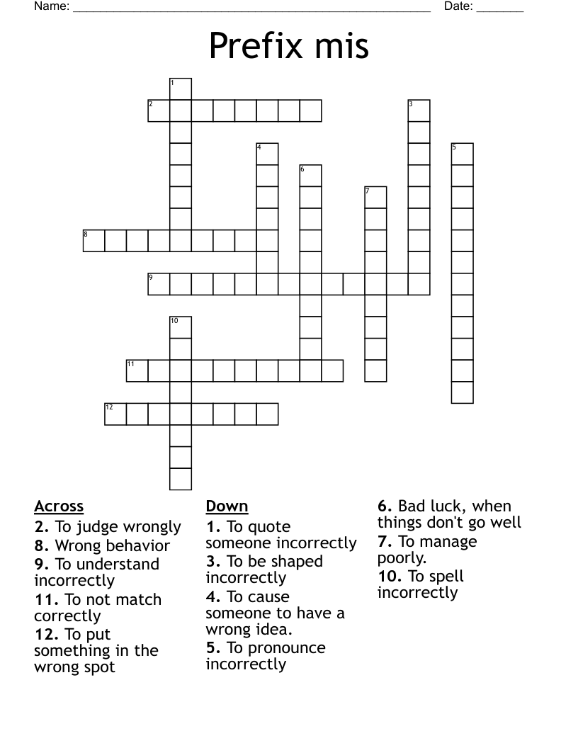 Prefix mis Crossword