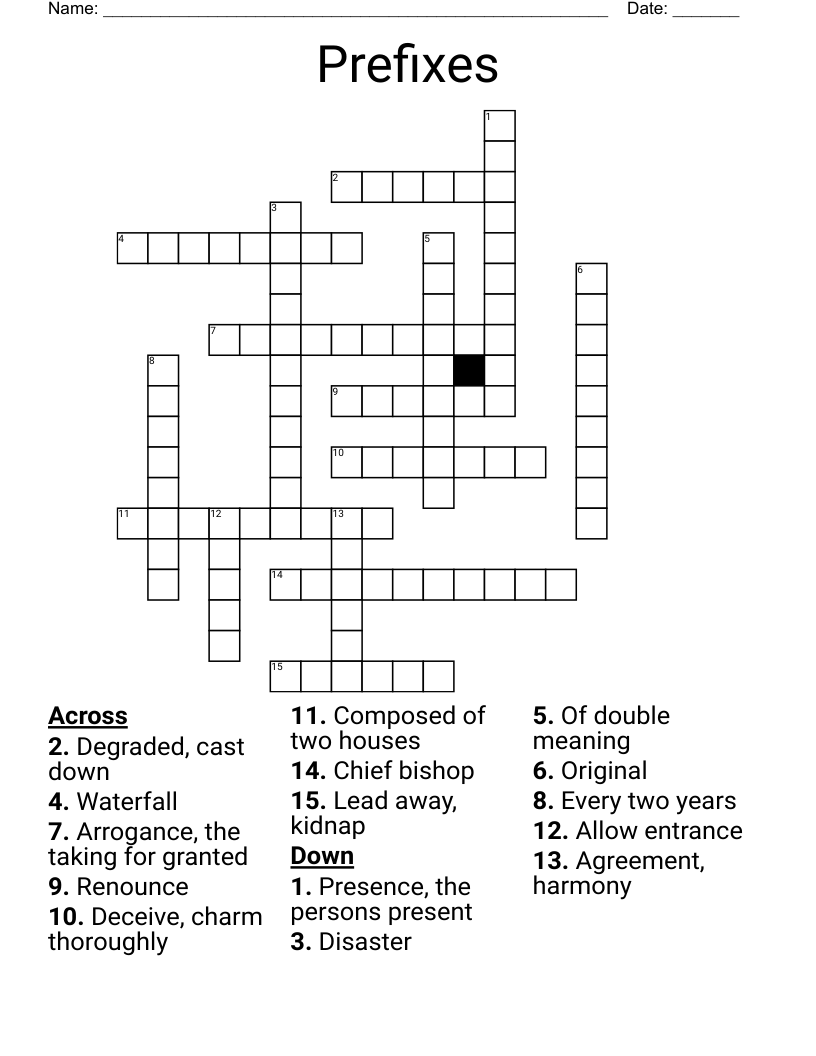 Prefixes Crossword