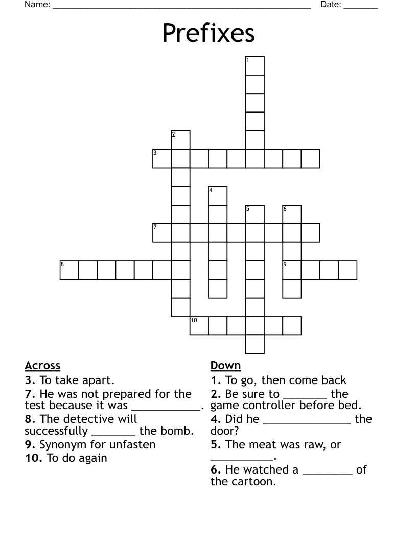 Prefixes Crossword