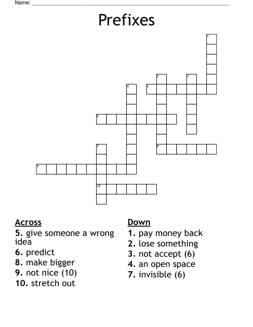 Prefixes Crossword