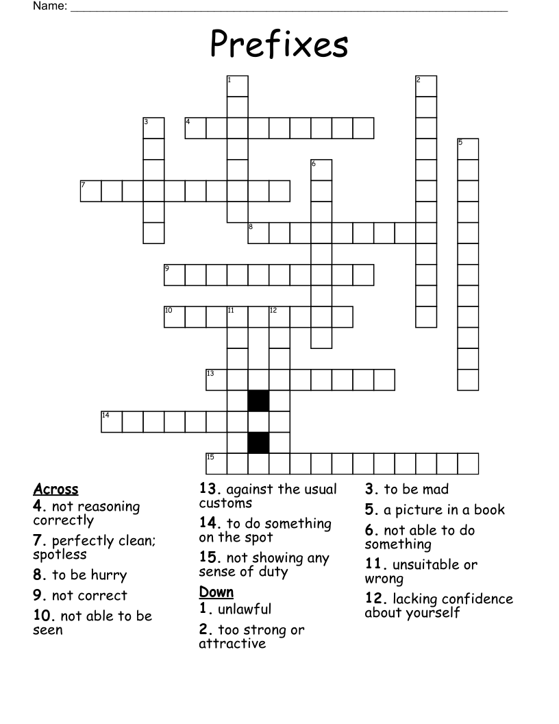 Prefixes Crossword