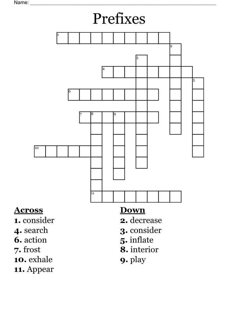 Prefixes Crossword