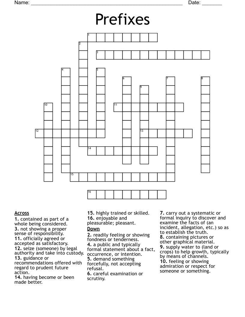 Prefixes  Crossword