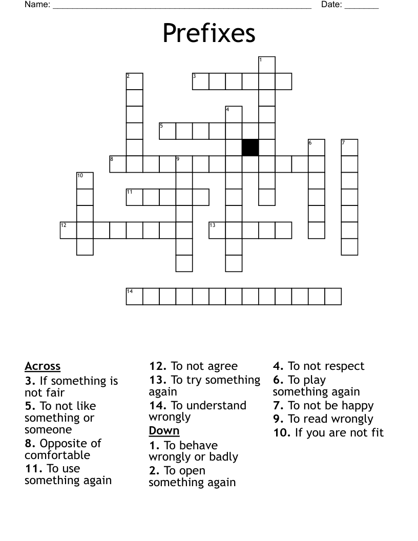 Prefixes  Crossword