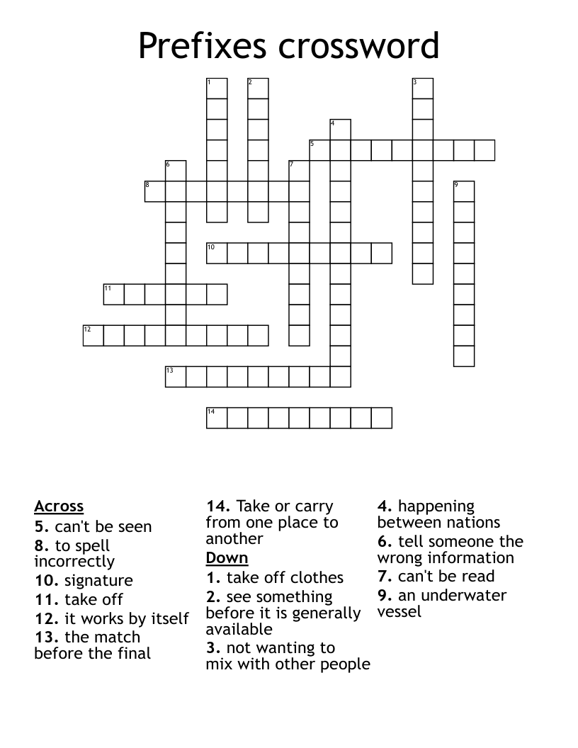 Prefixes crossword