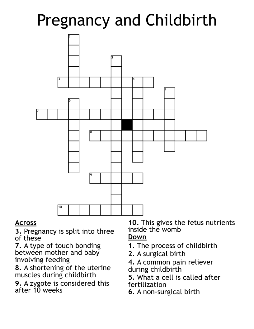 Pregnancy and Childbirth Crossword