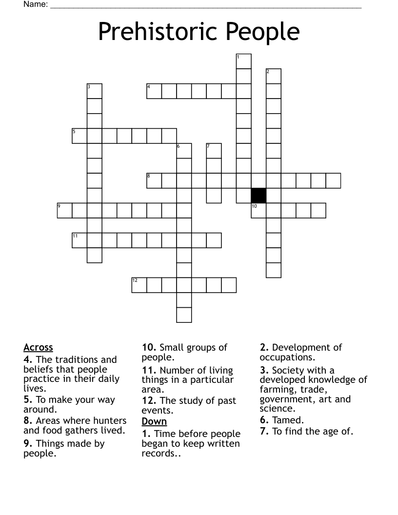 Prehistoric People Crossword