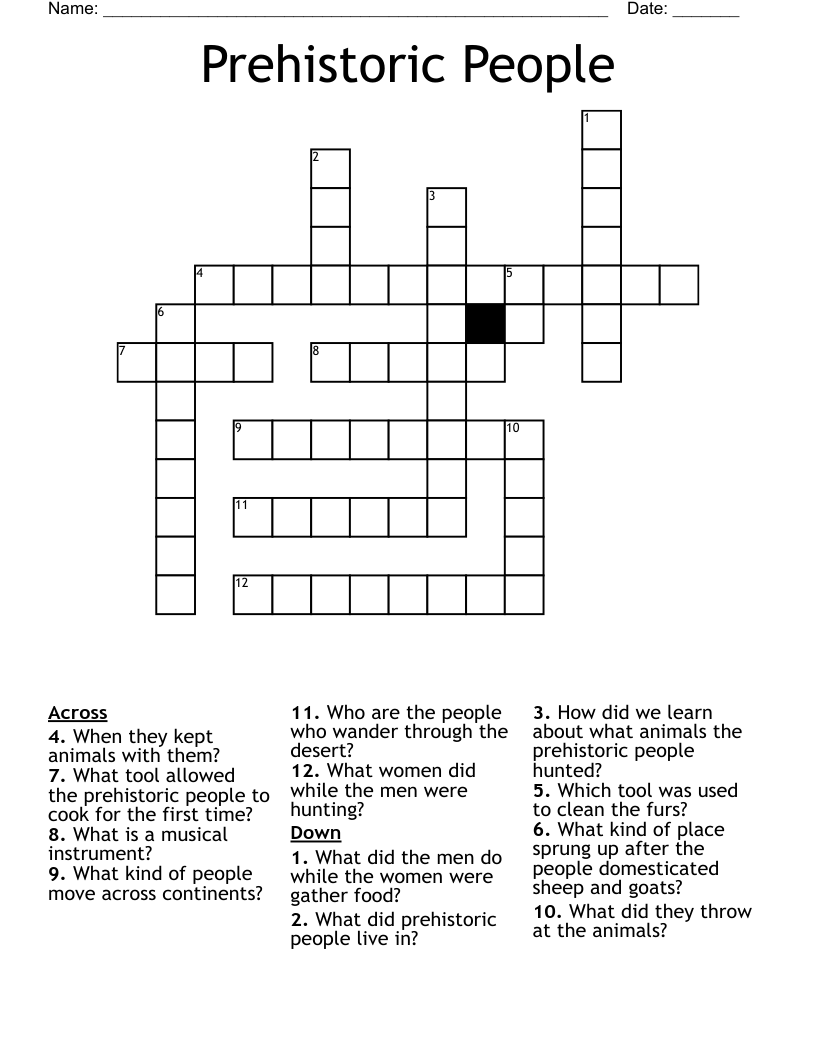 Prehistoric People Crossword