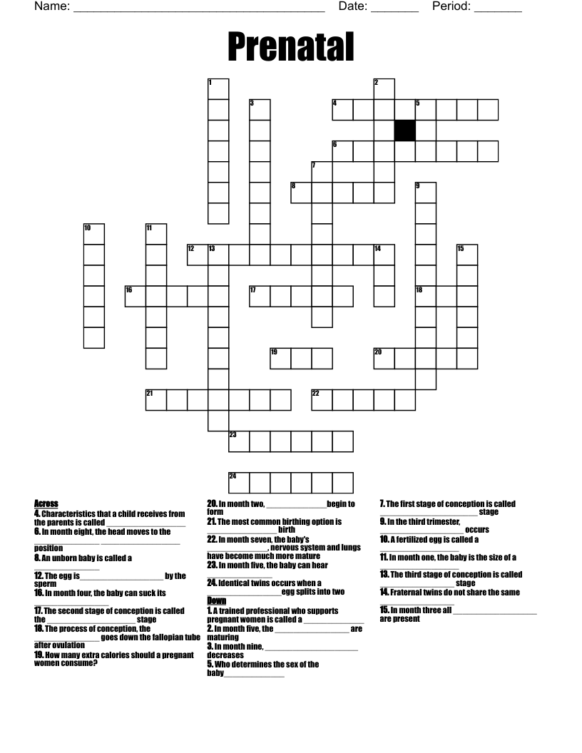 Prenatal Crossword