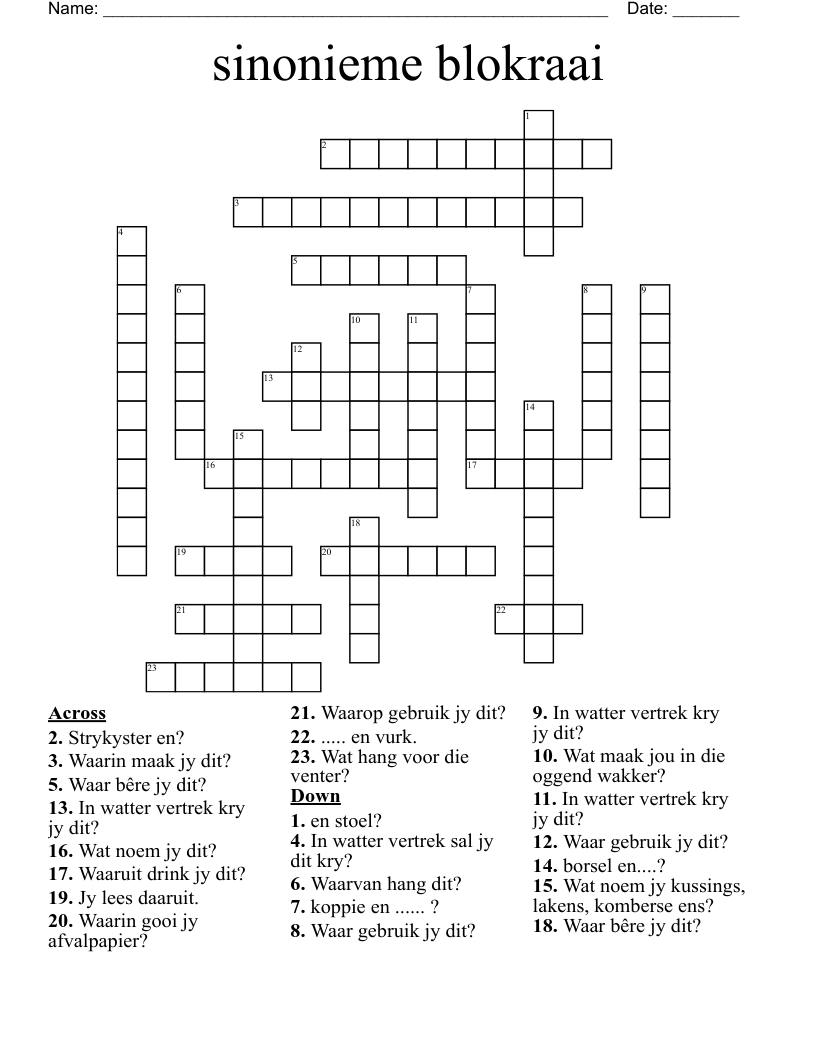 sinonieme blokraai Crossword