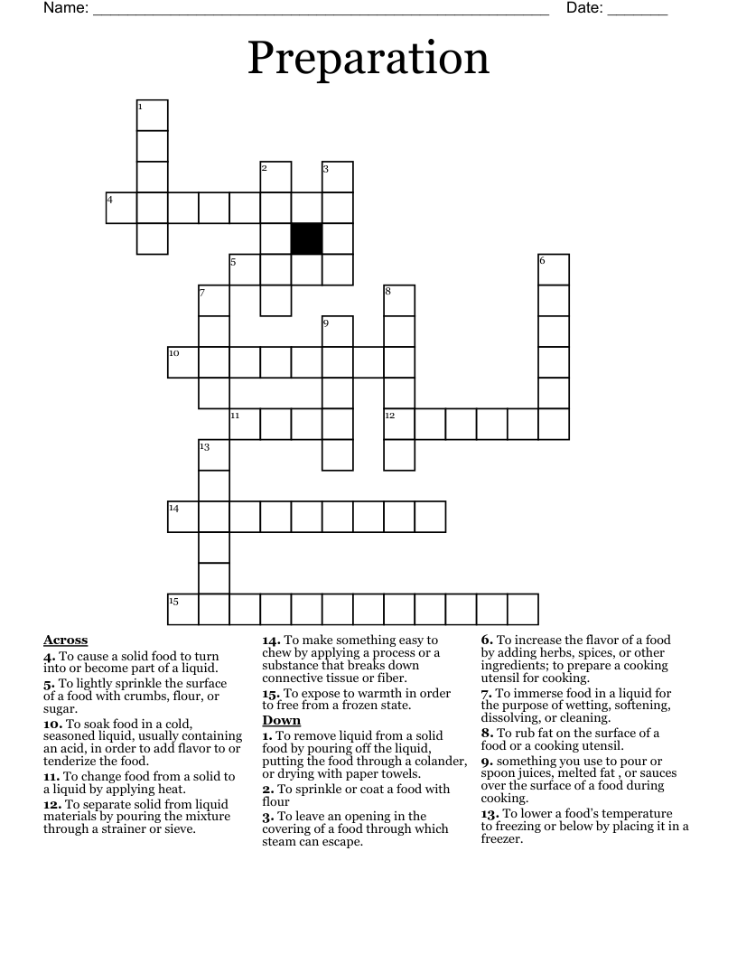 Preparation  Crossword