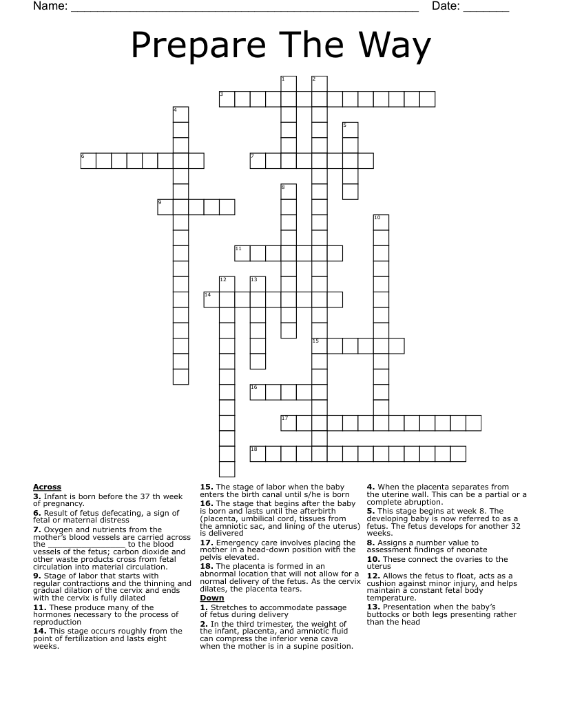 Prepare The Way Crossword