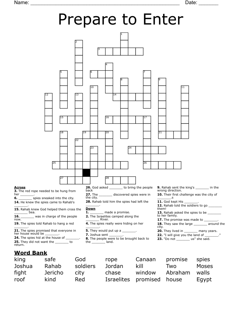 Prepare to Enter Crossword