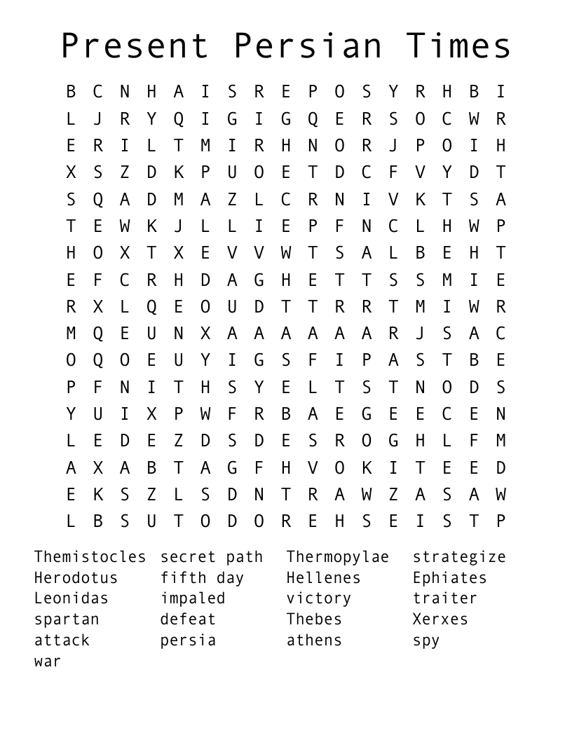 Present Persian Times Word Search