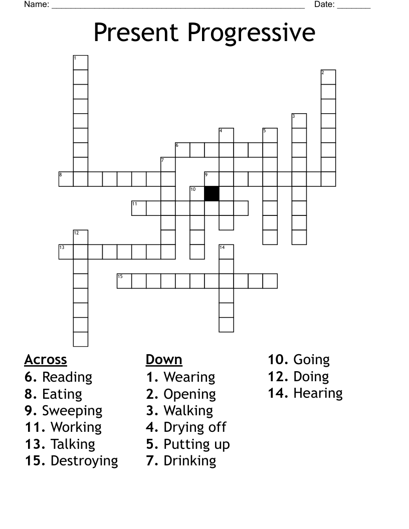 Present Progressive Crossword