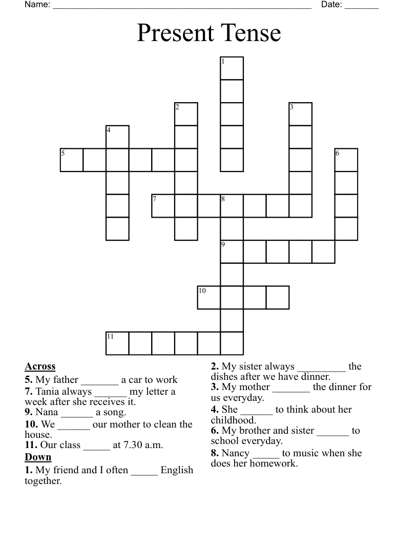 Present Tense Crossword