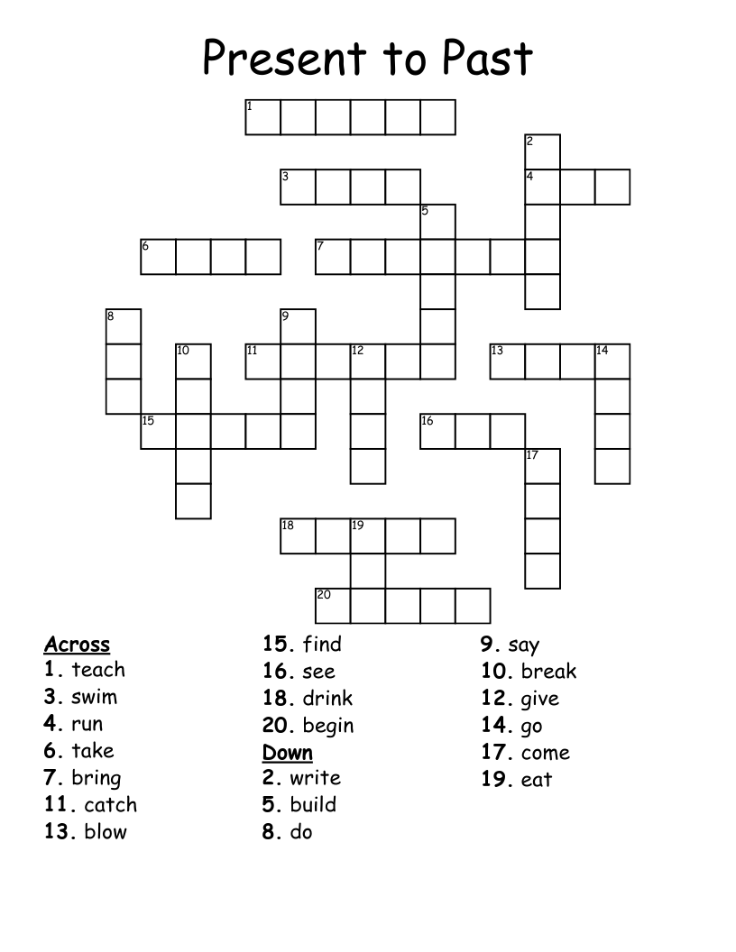 Present to Past Crossword