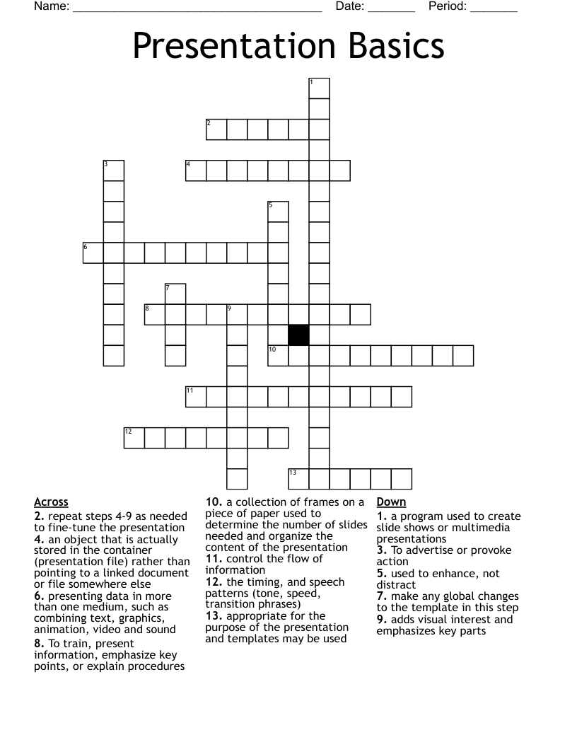 Presentation Basics Crossword