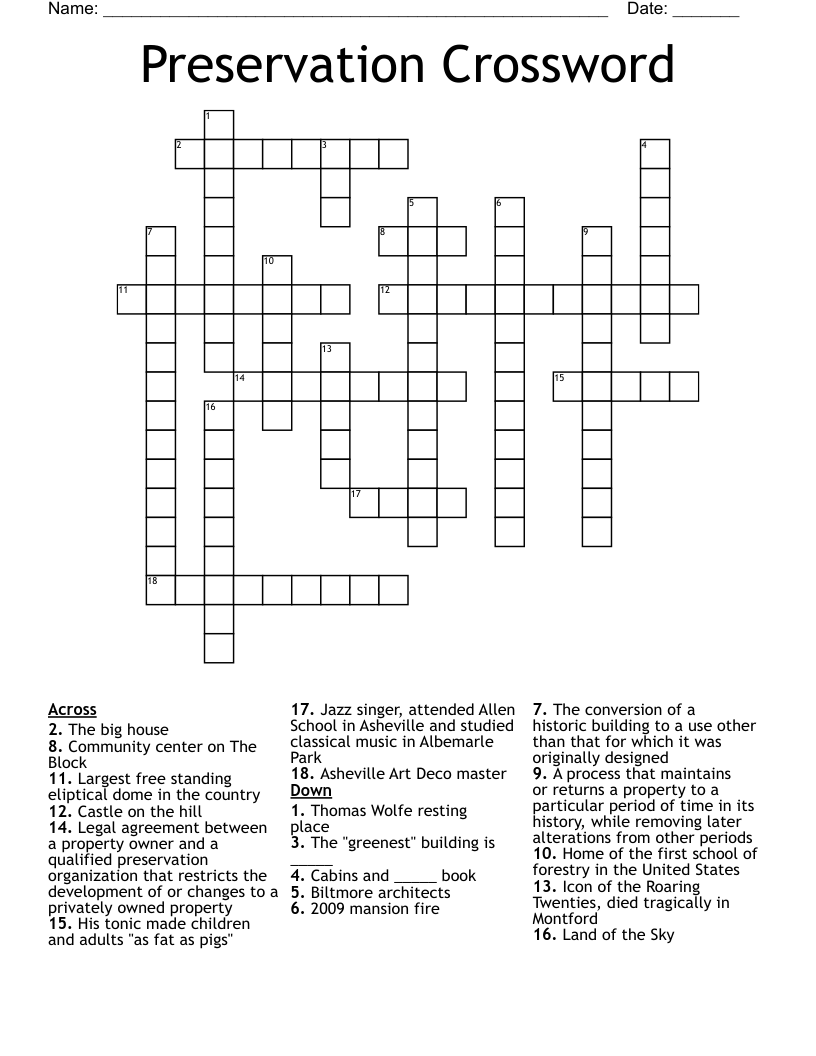 Preservation Crossword