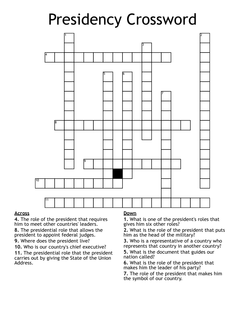 Presidency Crossword