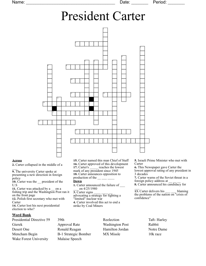 President Carter Crossword