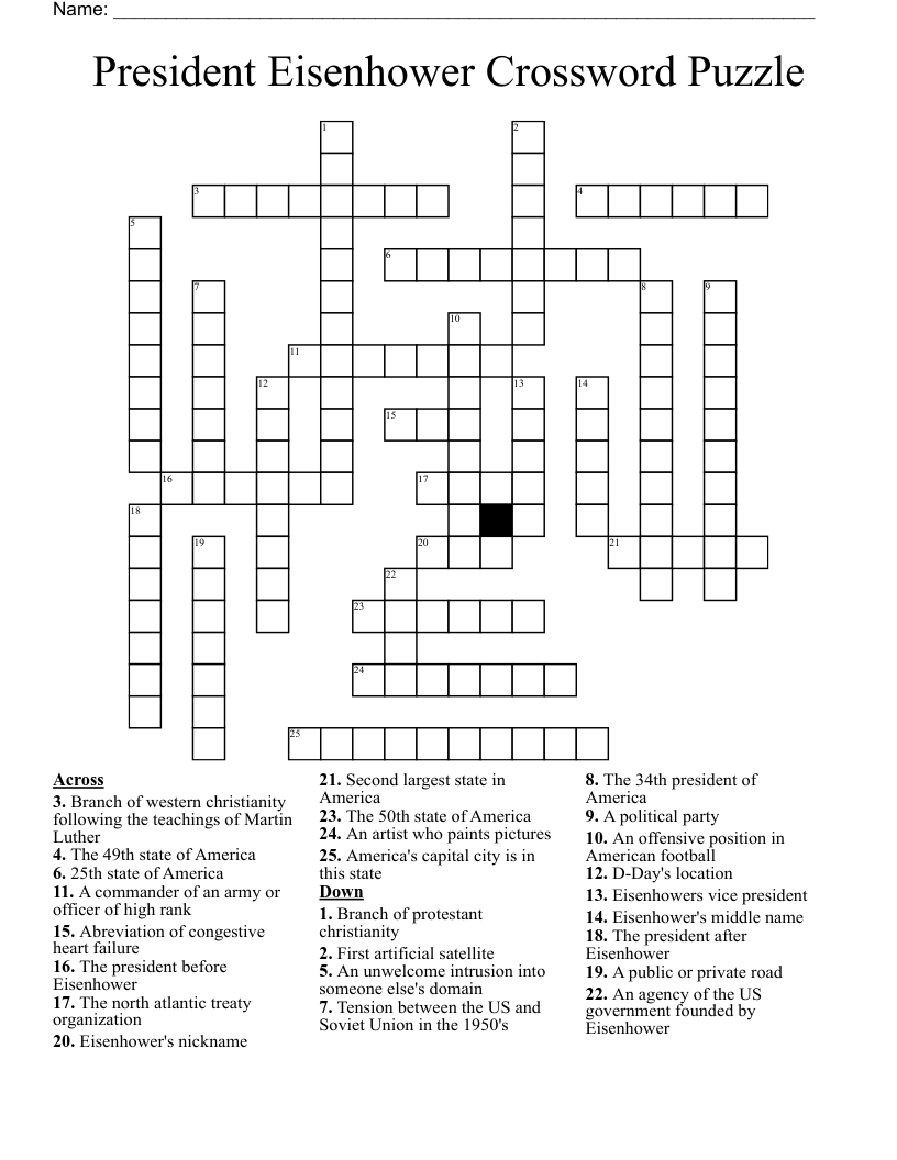 President Eisenhower Crossword Puzzle