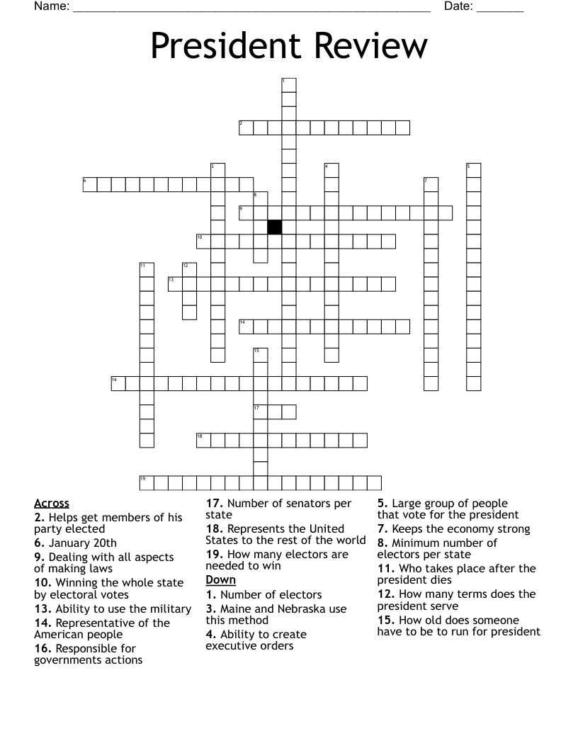 President Review  Crossword
