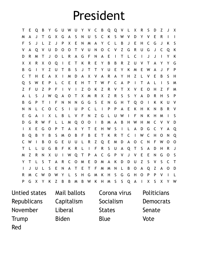 President  Word Search