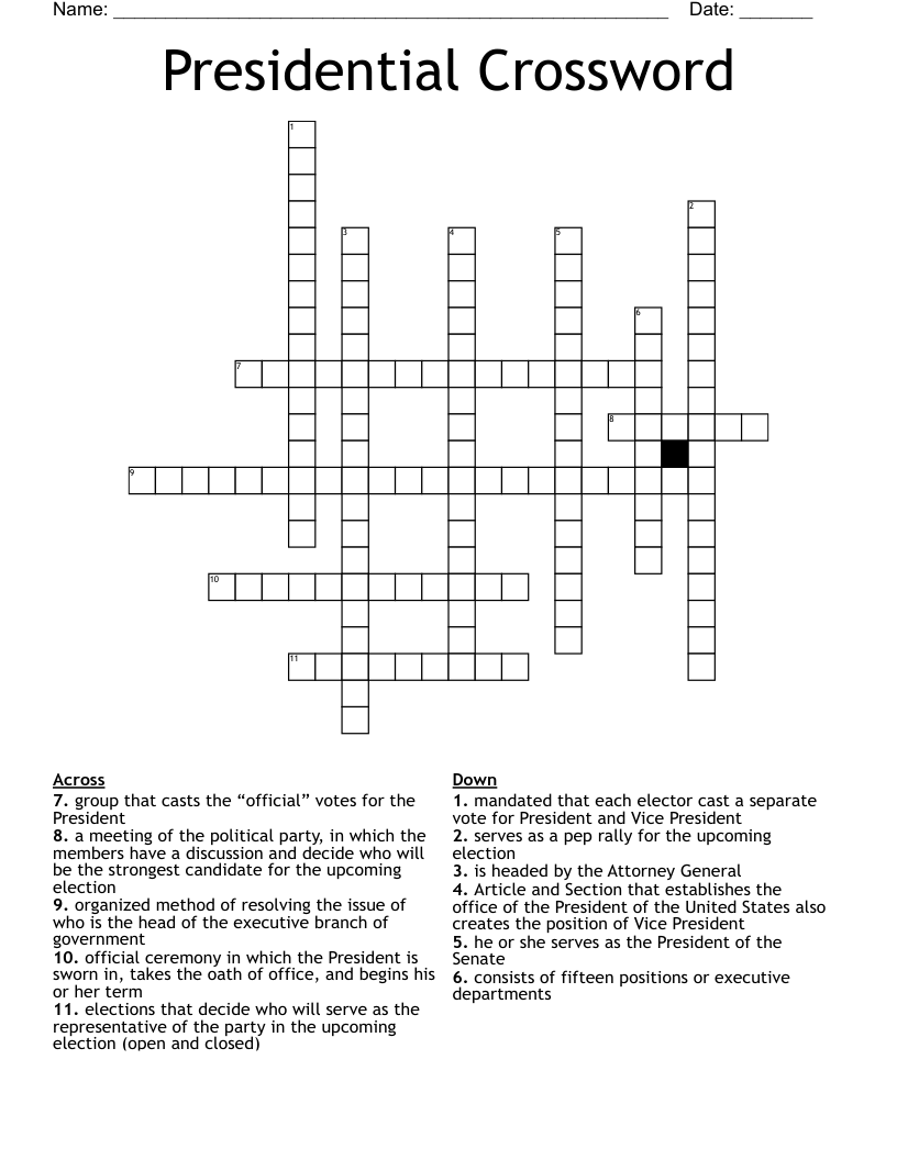 Presidential Crossword